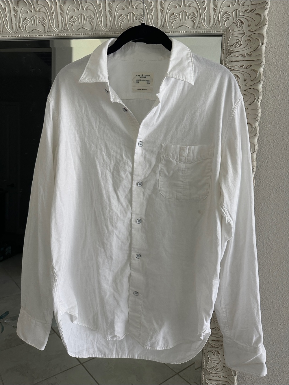 rag & bone White Casual Button-Down Shirt